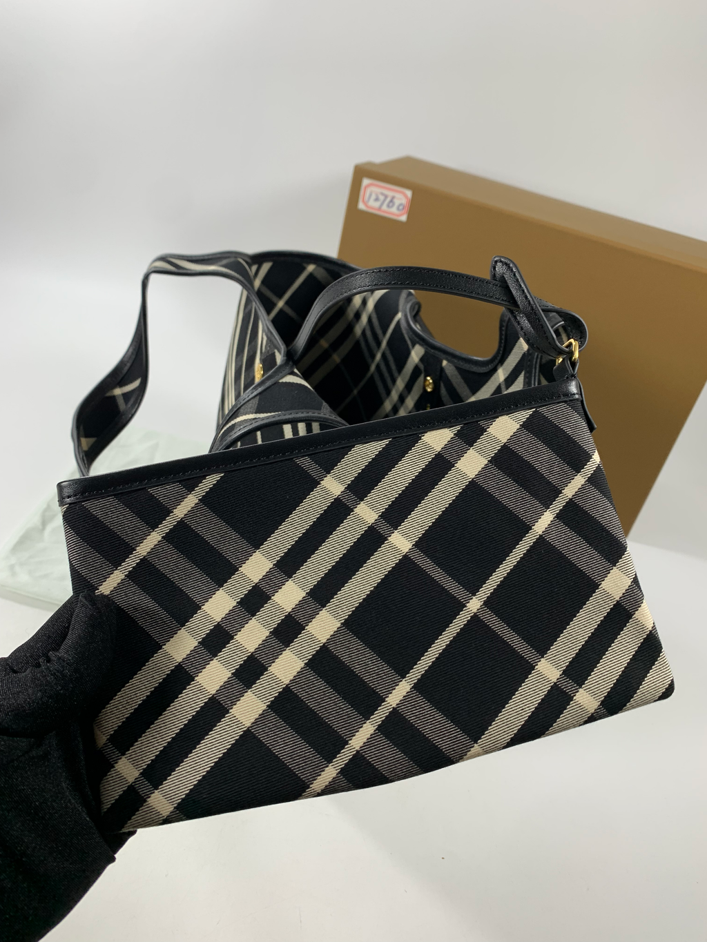 Black Small Check Tote