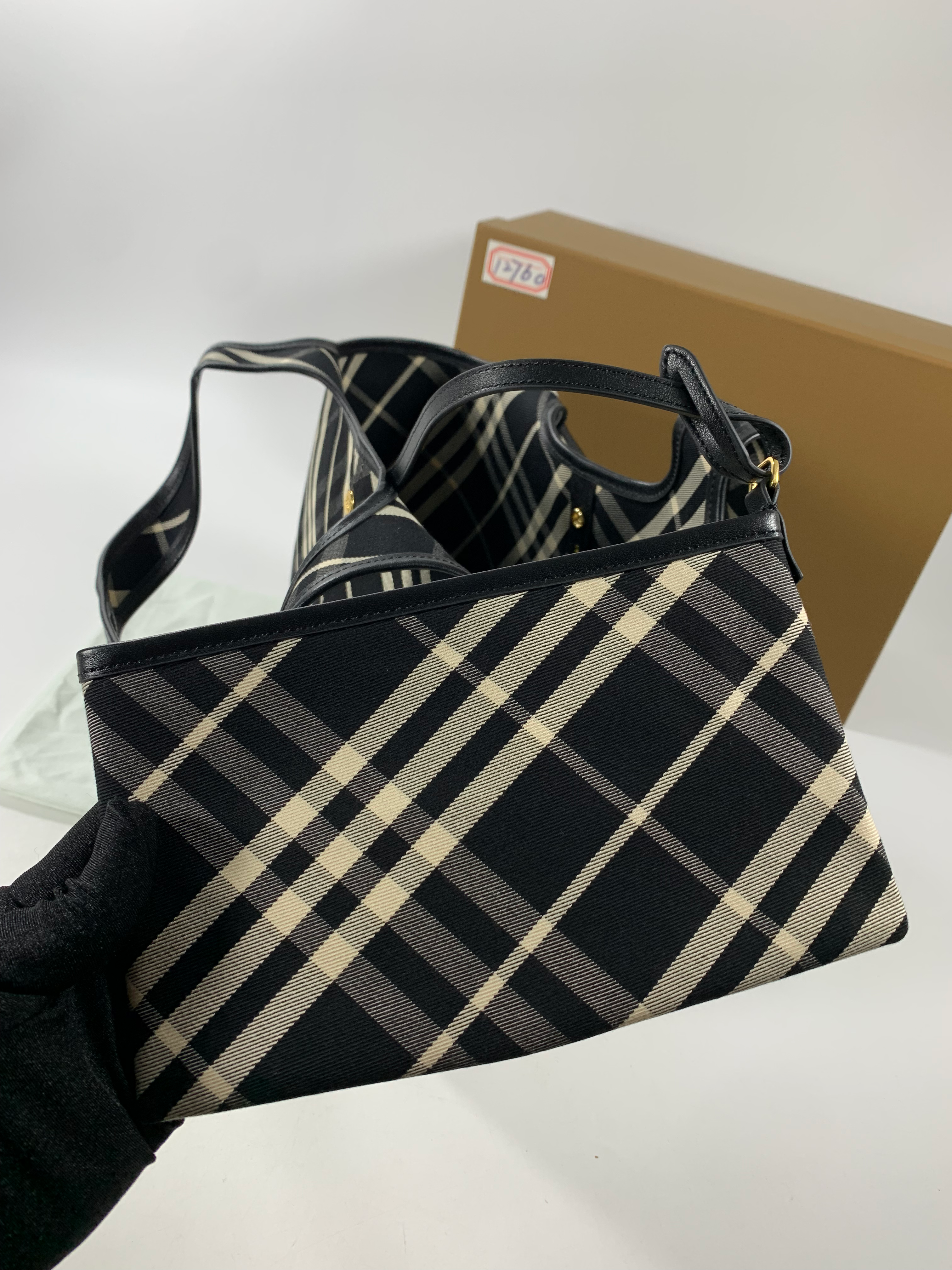 Black Small Check Tote