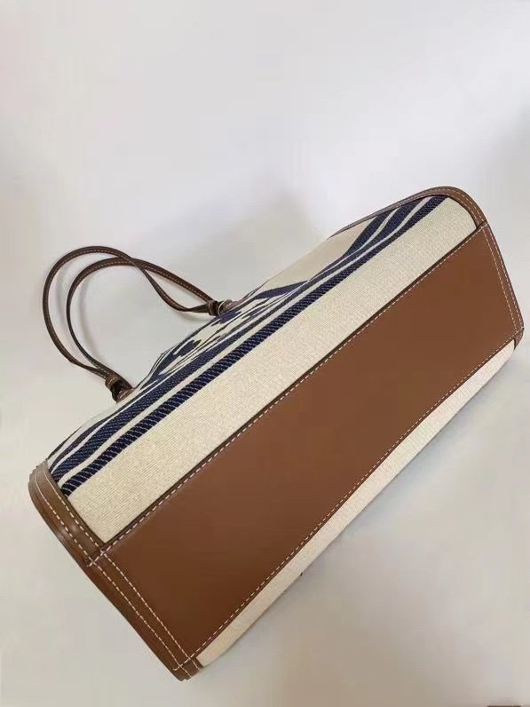 Royal navy TE jacquard stripe tote bag