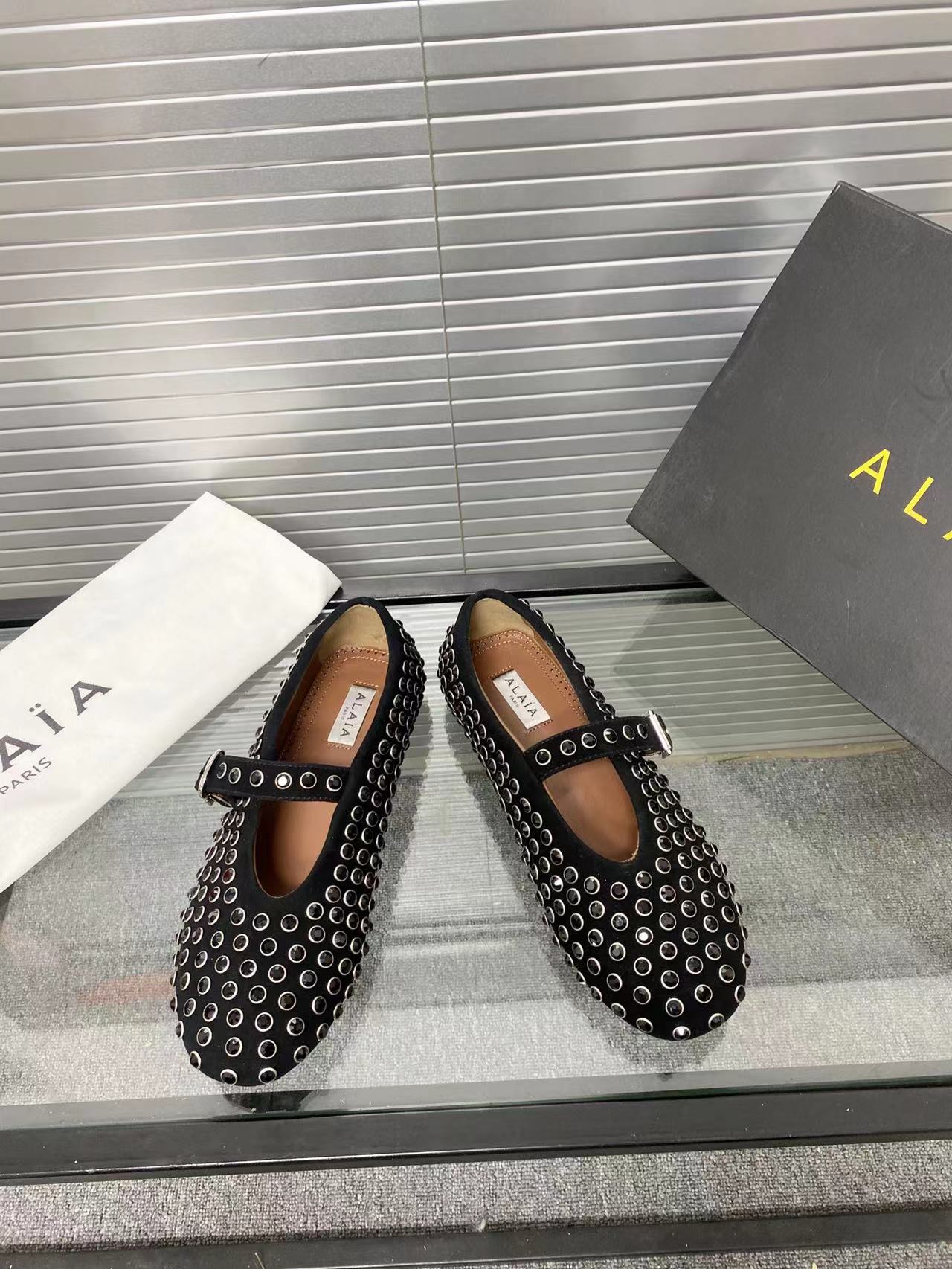 Black Strass Ballet Flats