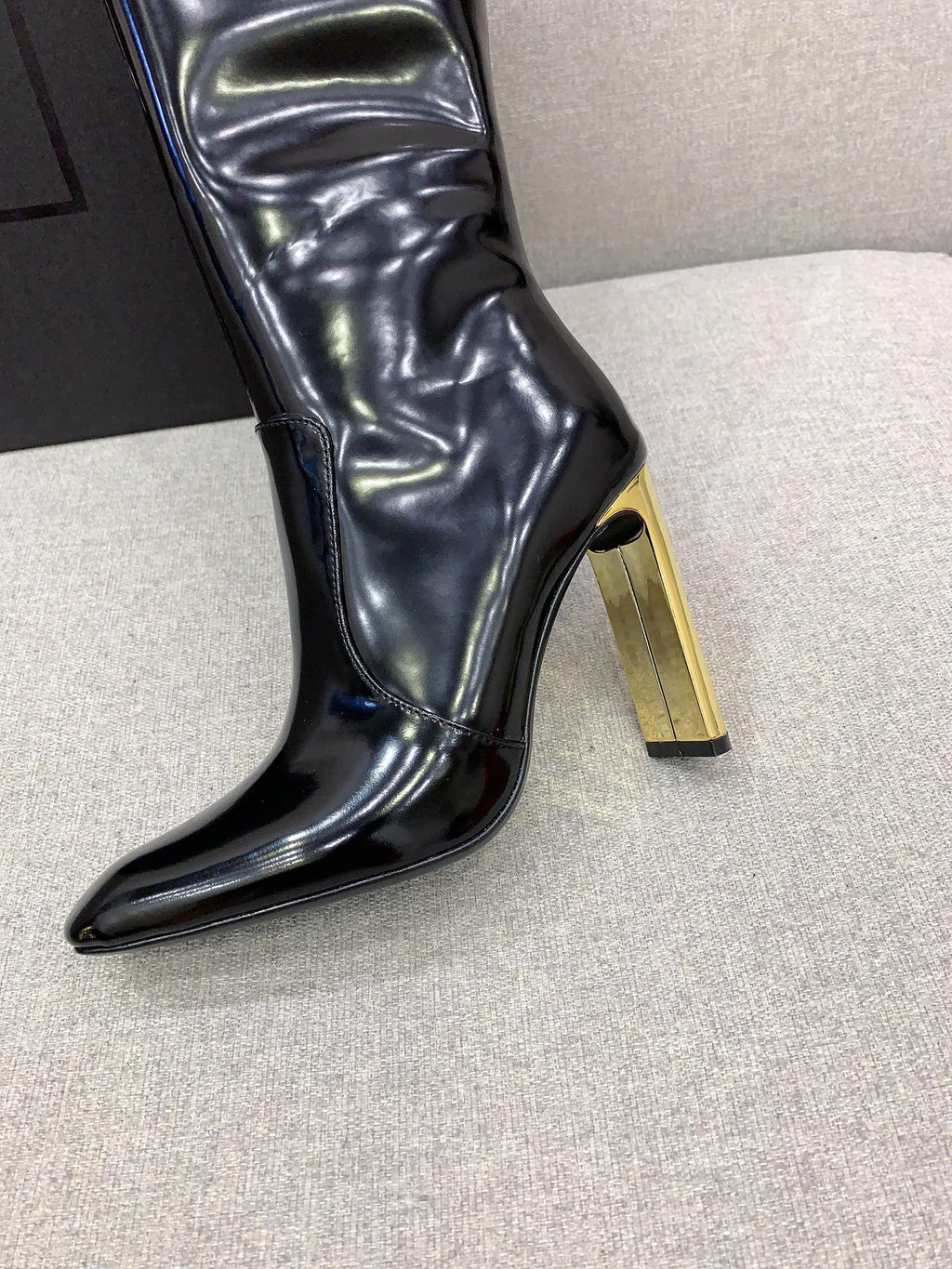 Black YA Boots In Glazed Leather