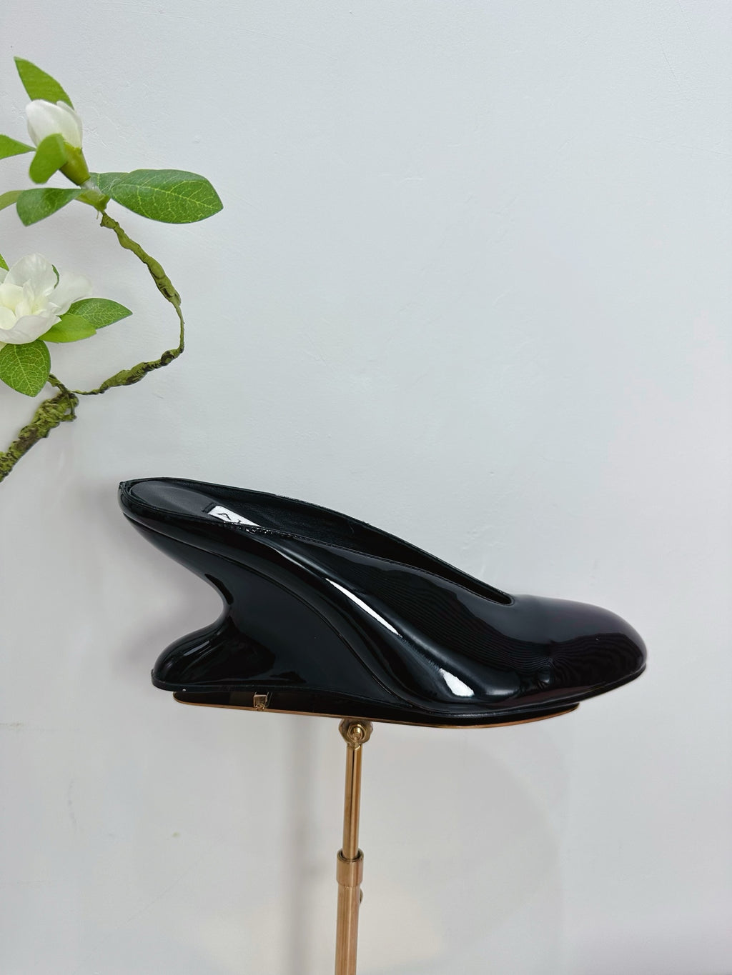 Black Curve Wedge Mules