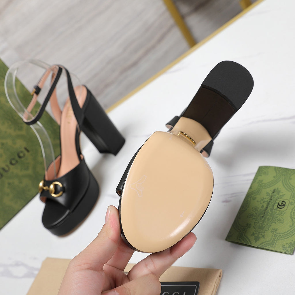 Black Horsebit Platform Sandal