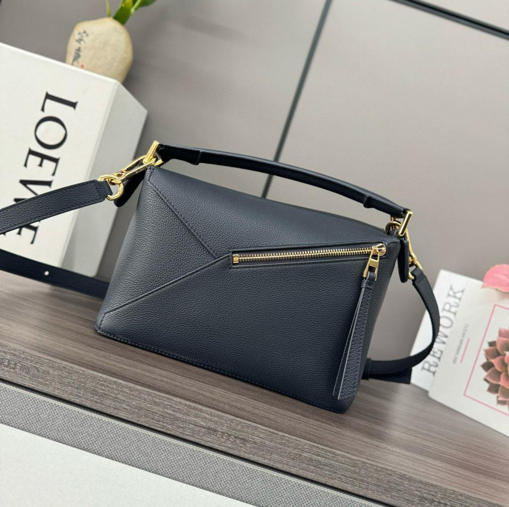 Deep Navy LP Small Leather Shoulder Bag