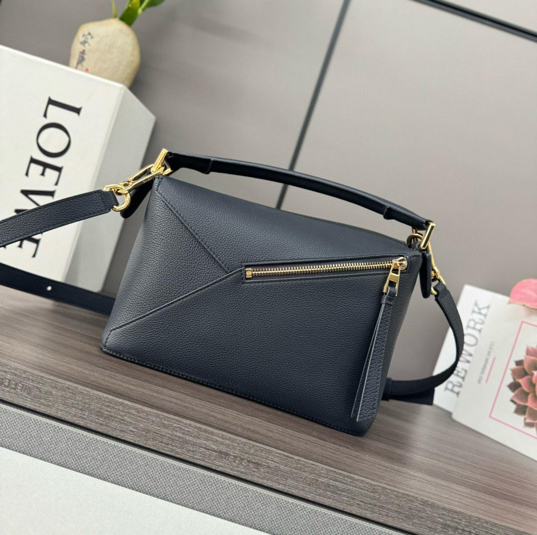 Deep Navy LP Small Leather Shoulder Bag