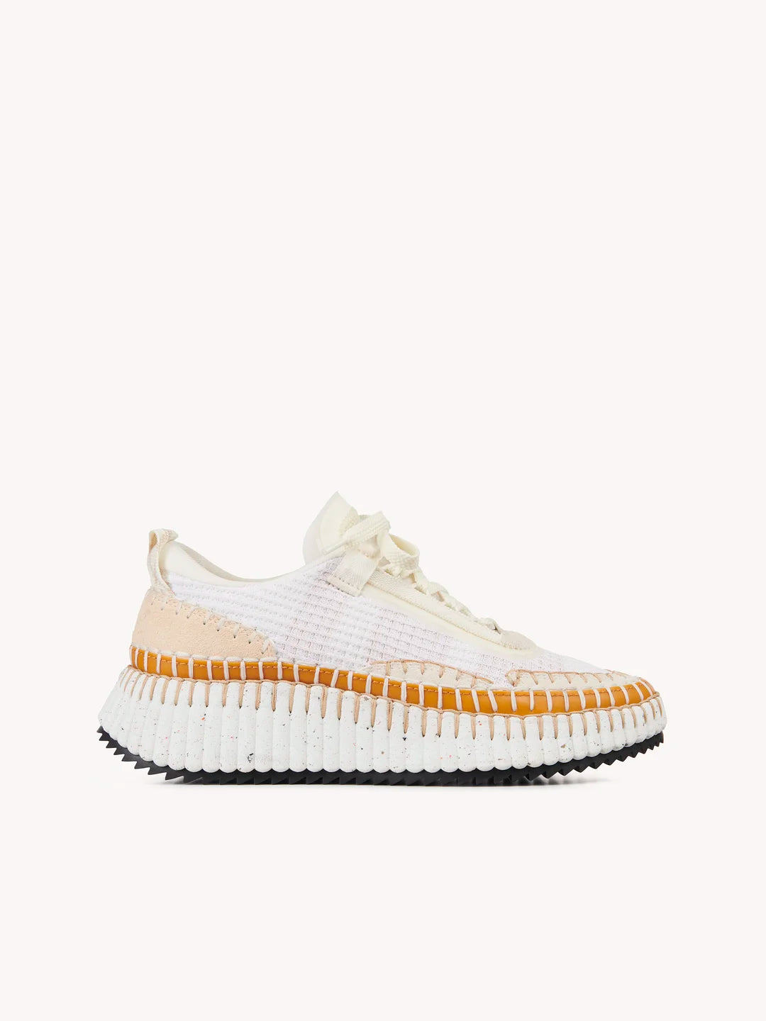 White CN suede & recycled-mesh sneakers