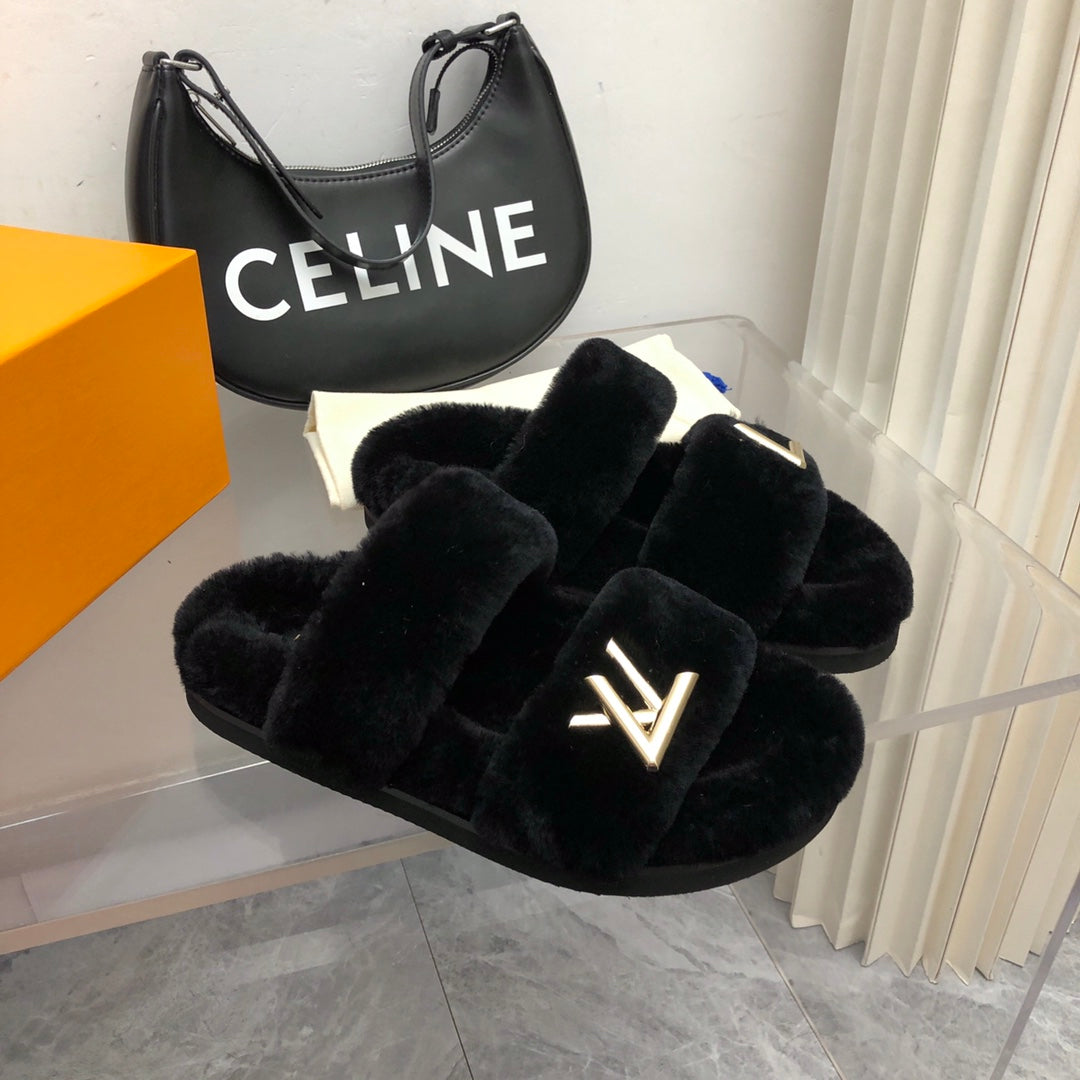 Black Comfort Flat Mule