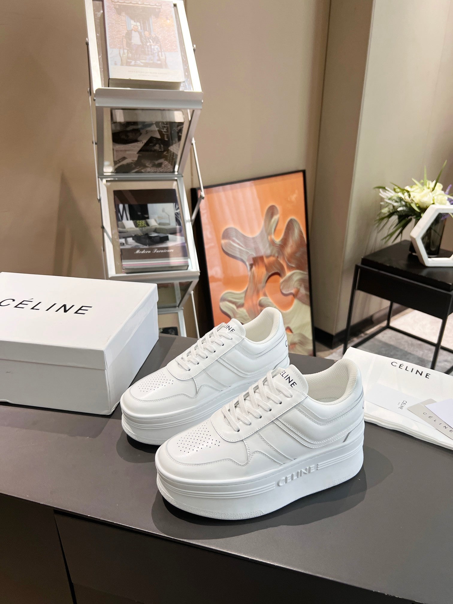 Optic white CB sneakers with wedge outsole