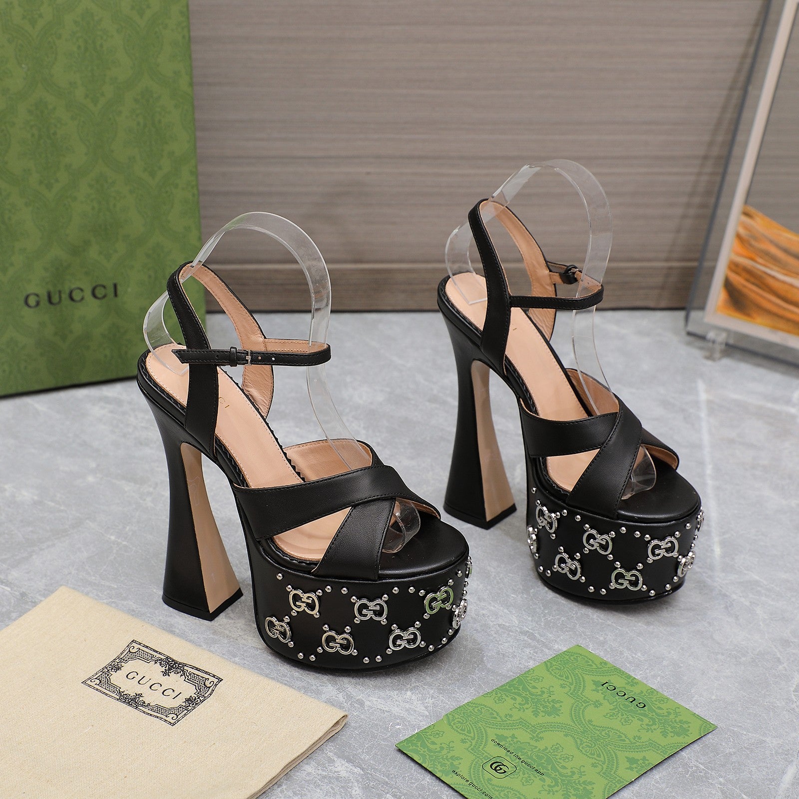 Black interlocking studs sandal