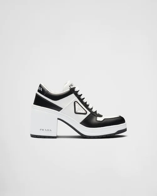 White & Black PD high-heeled leather sneakers