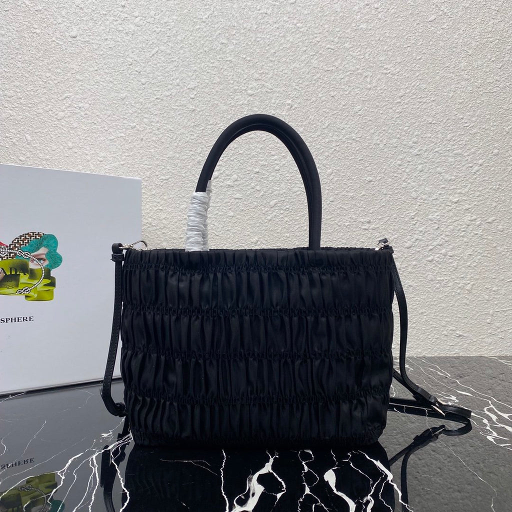 Black nylon tote bag