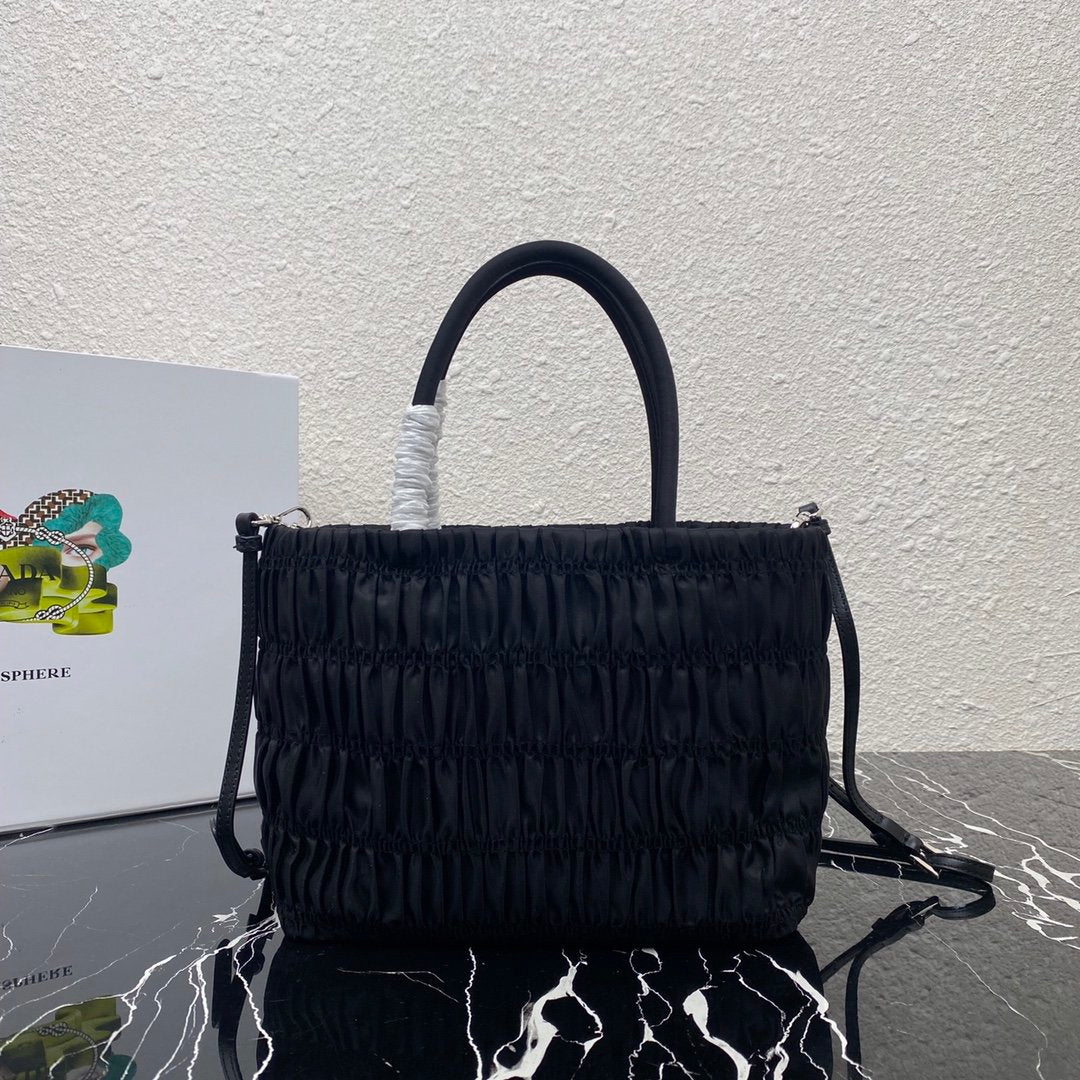 Black nylon tote bag