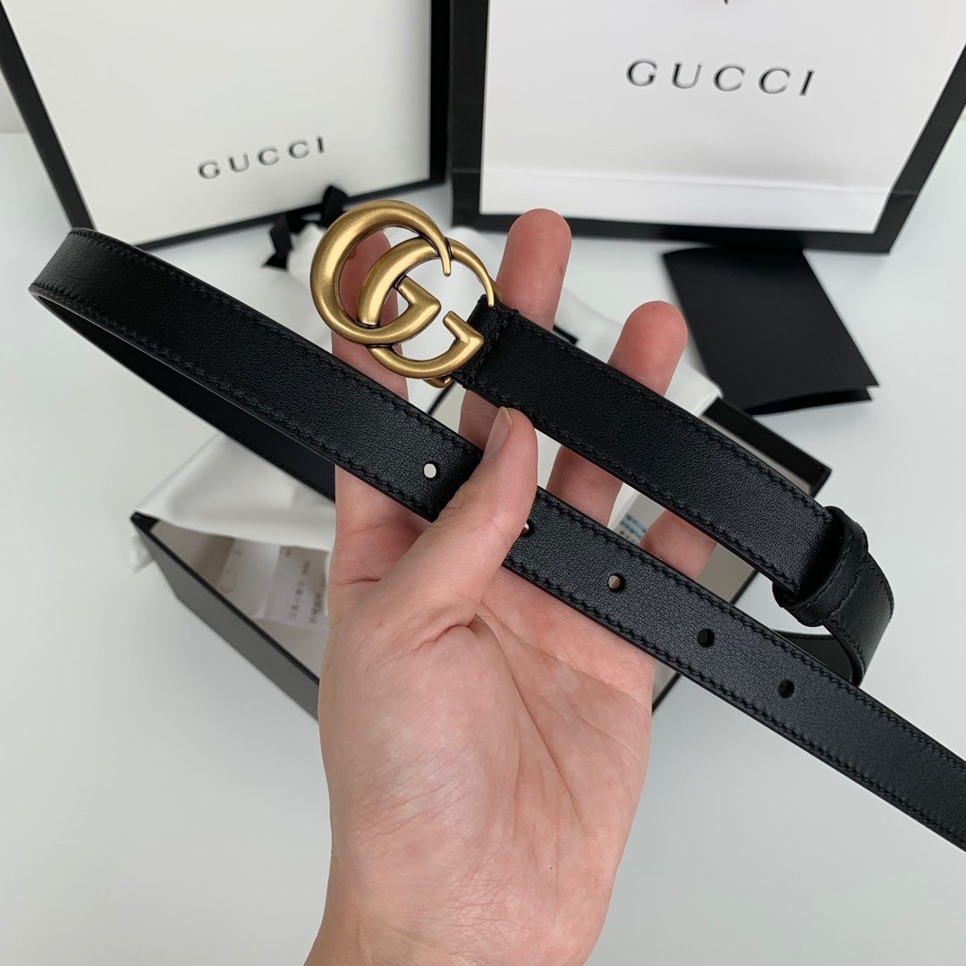 Black G leather belt 20 mm