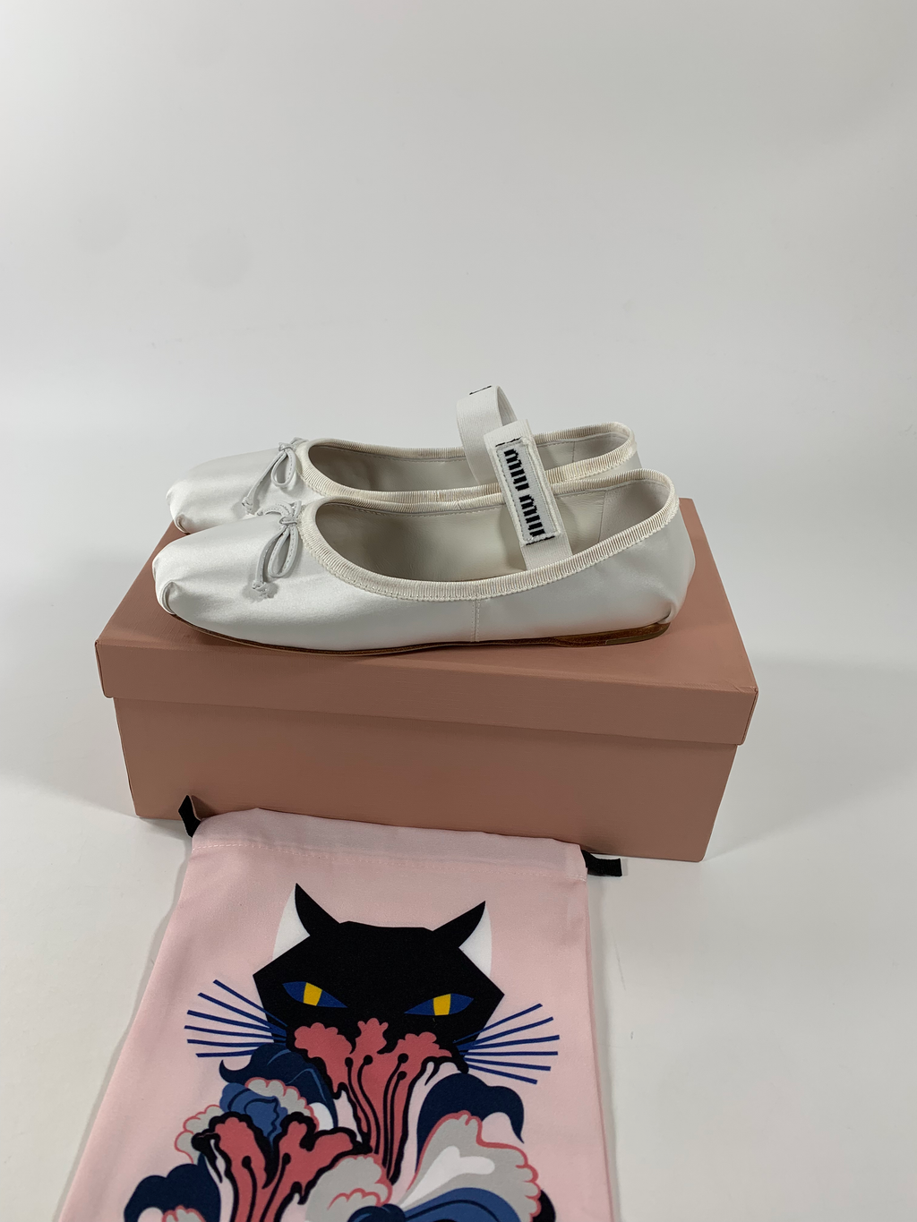 White M Satin ballerinas