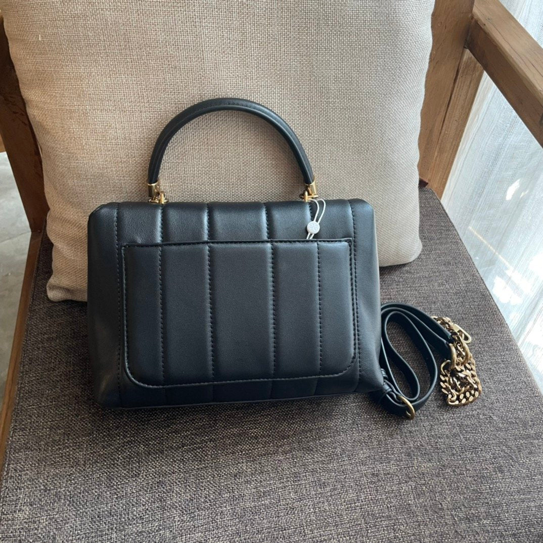Black TK quilted small satchel