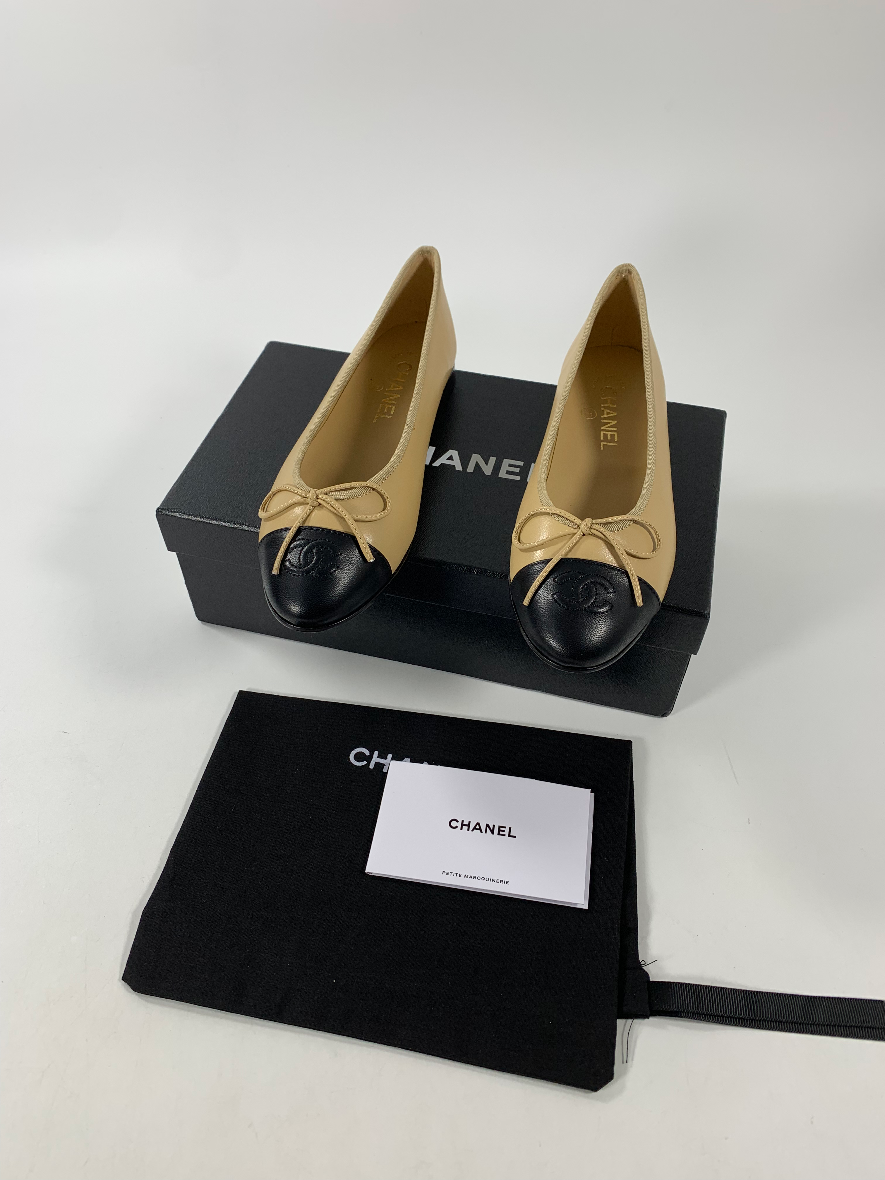 Beige & Black C Ballerinas