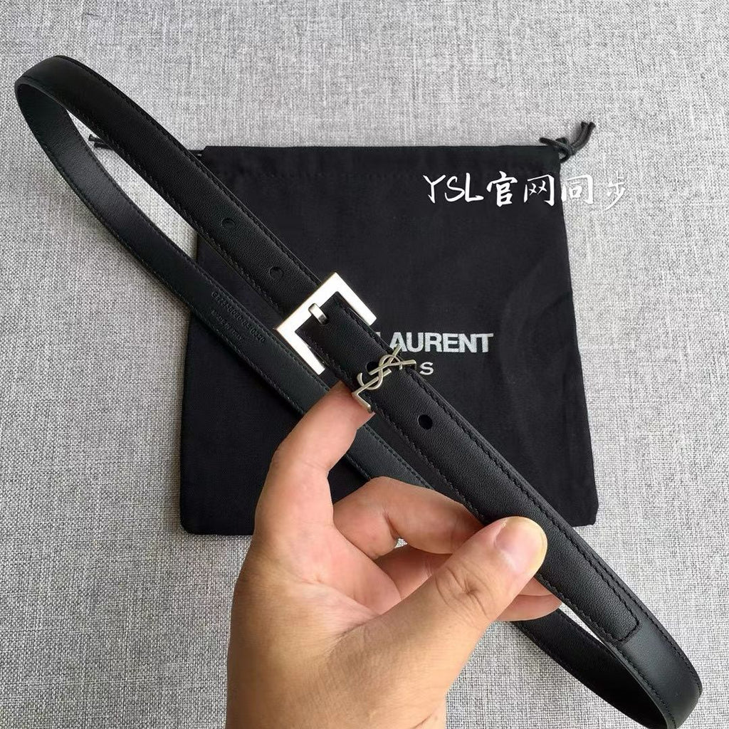 Silver YC Thin Belt With Square Buckle In Box