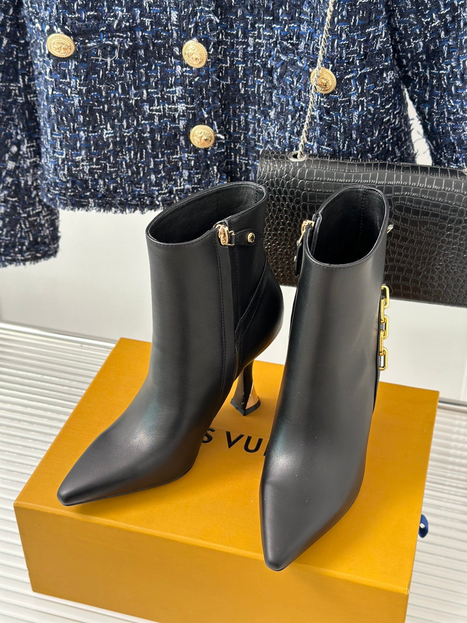 Black Sparkle Ankle Boot