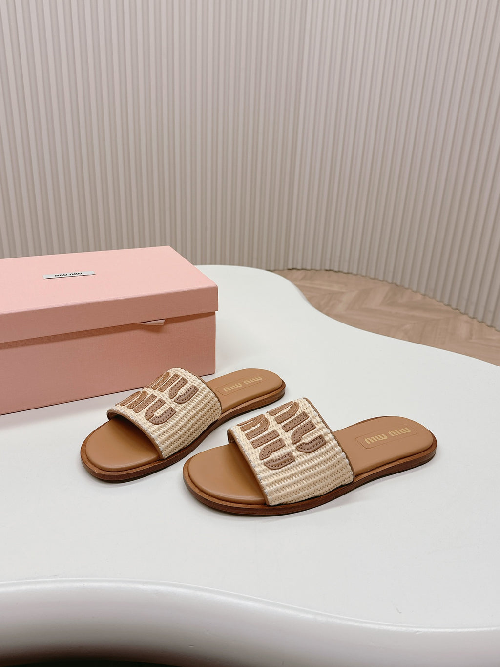 Natural Raffia-Effect Mules