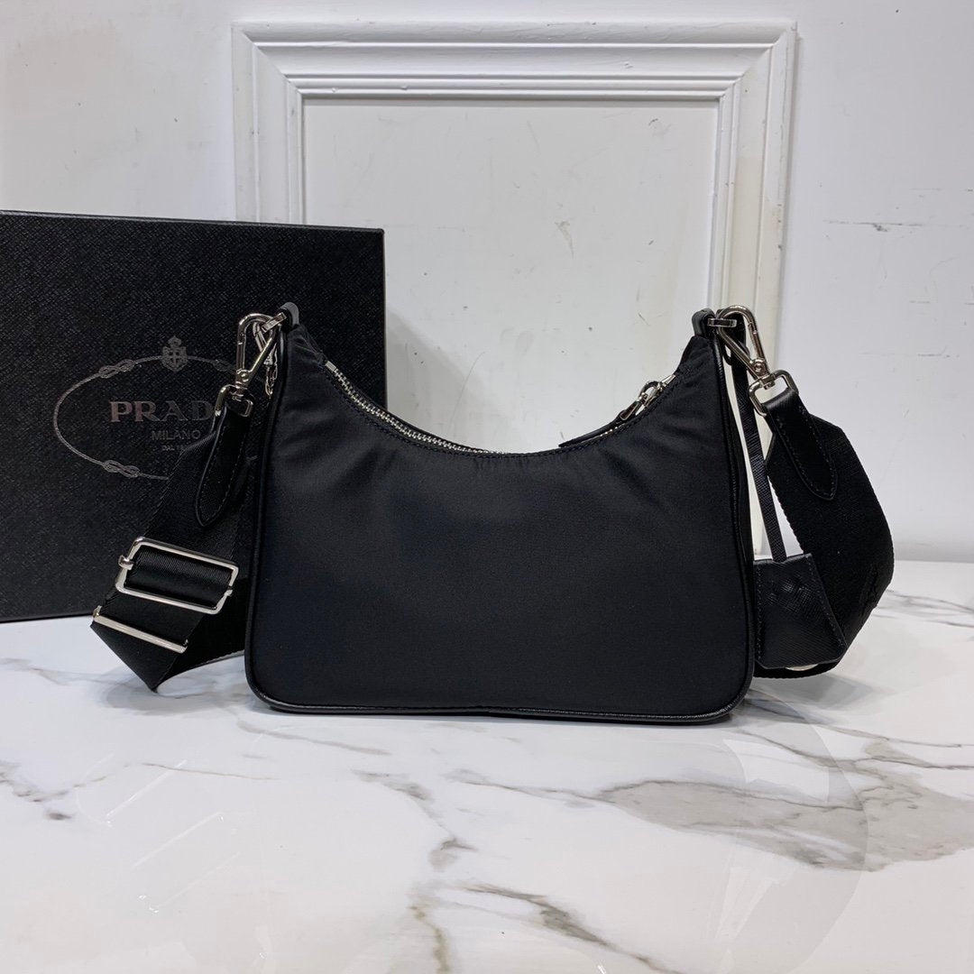 Black PRE nylon shoulder bag