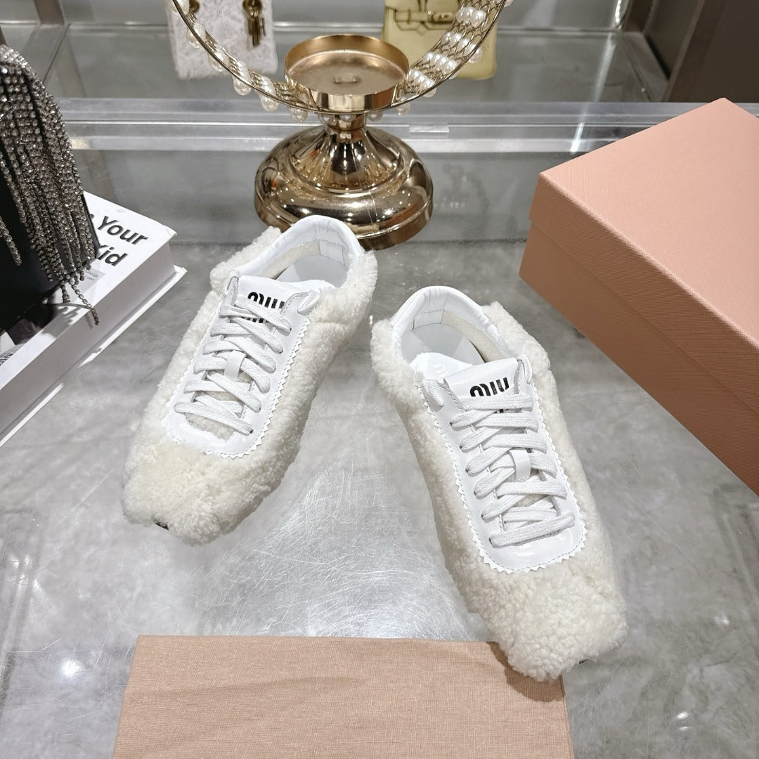 Natural Plume Shearling Sneakers