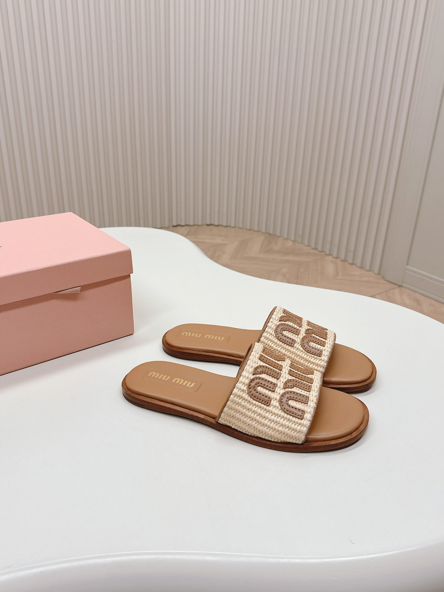 Natural Raffia-Effect Mules