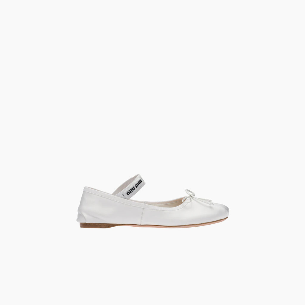 White M Satin ballerinas