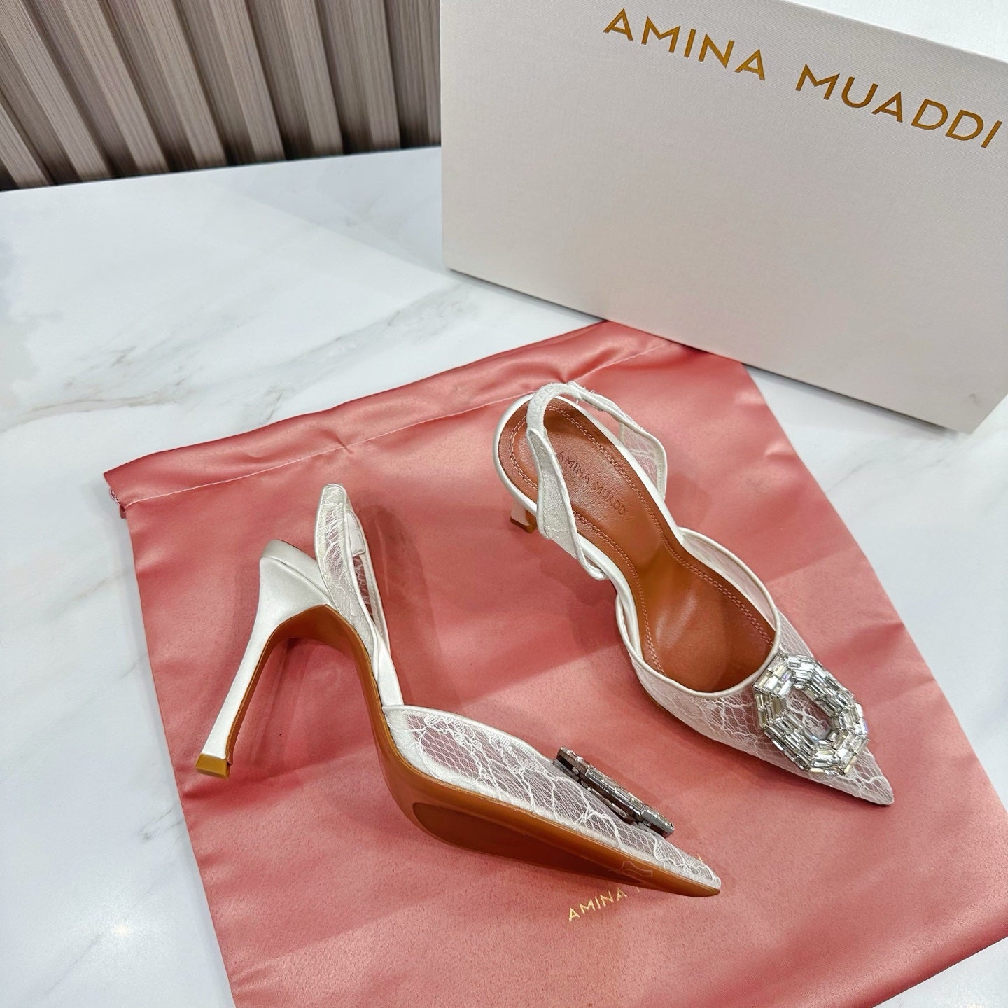 Ivory Camelia 90 Lace Slingback Pumps