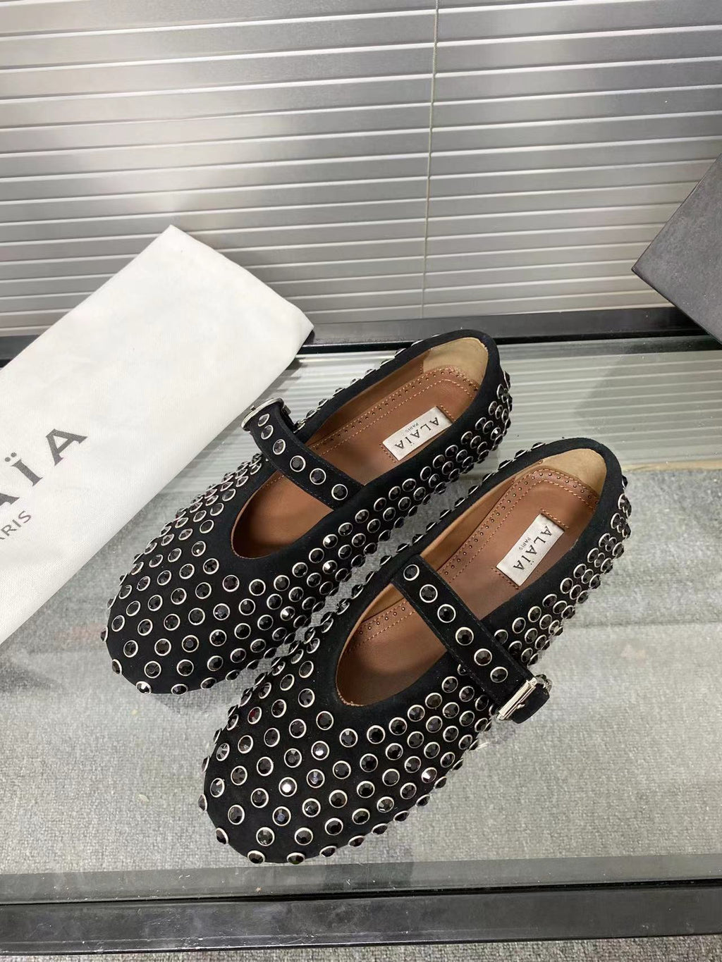 Black Strass Ballet Flats