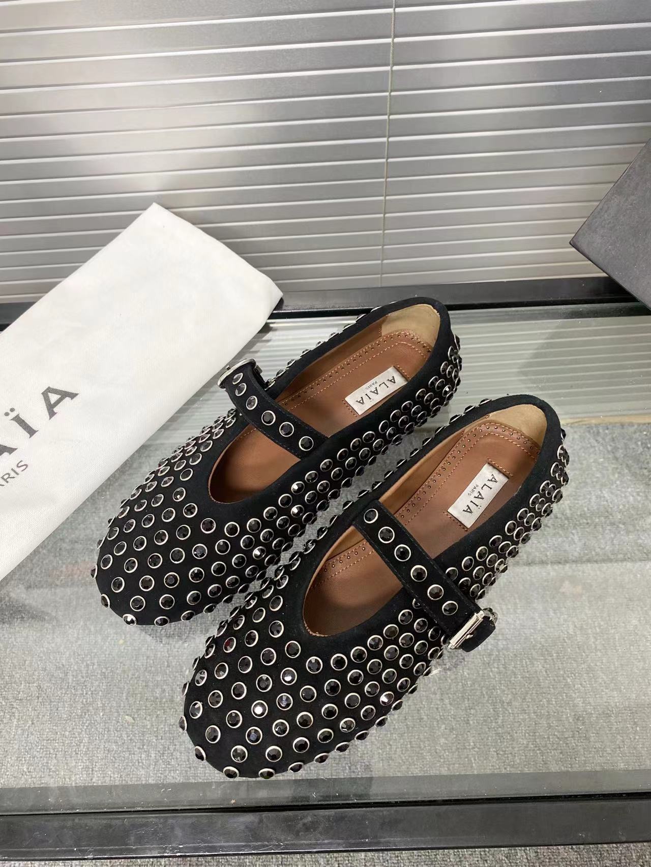 Black Strass Ballet Flats