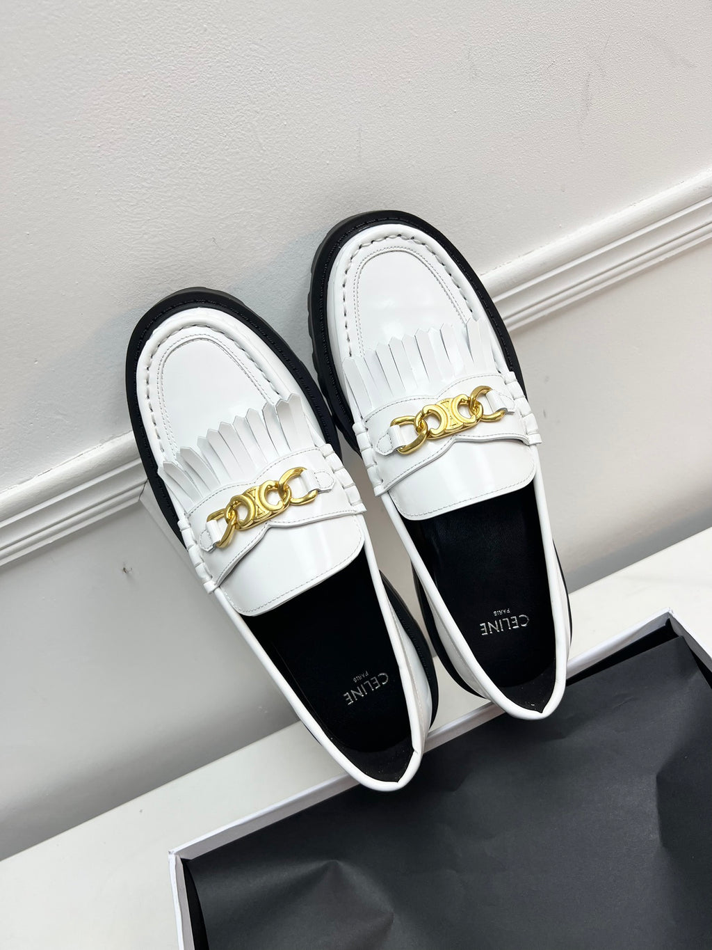 White CM Loafer With Tassels