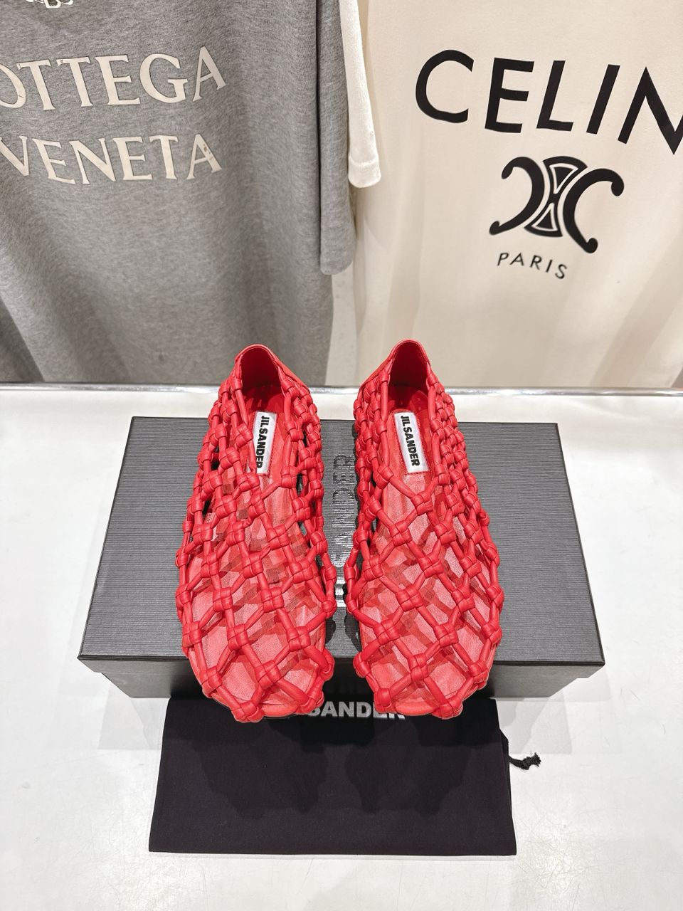 Red Knotted Leather Flats