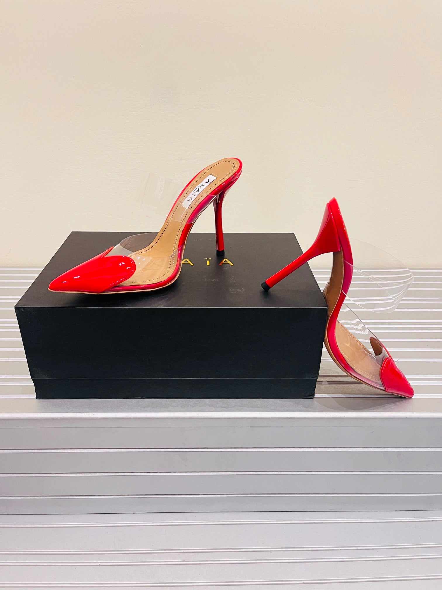 Lacquer Red LC Mules In Patent Leather