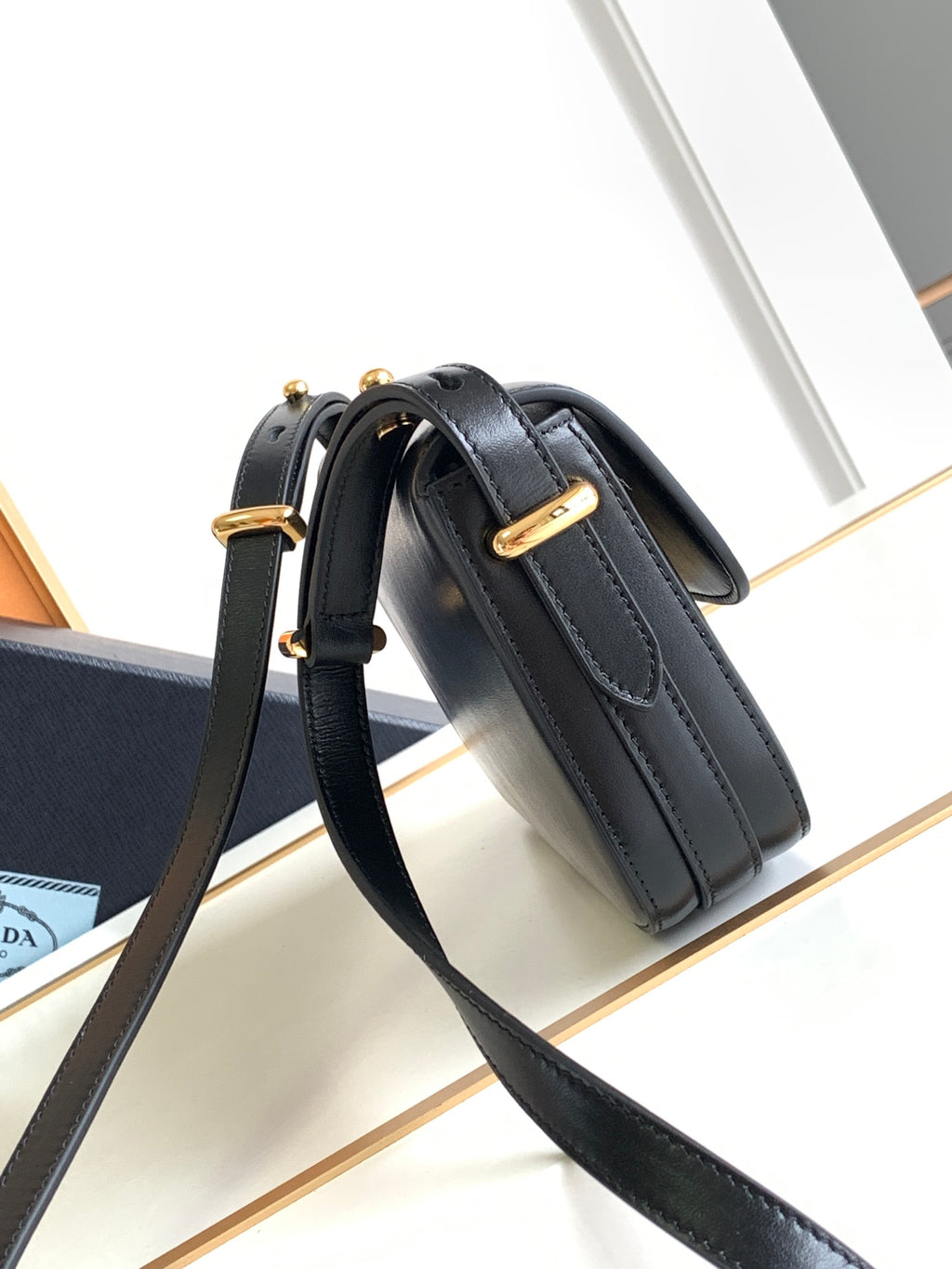 Black P Leather Shoulder Bag