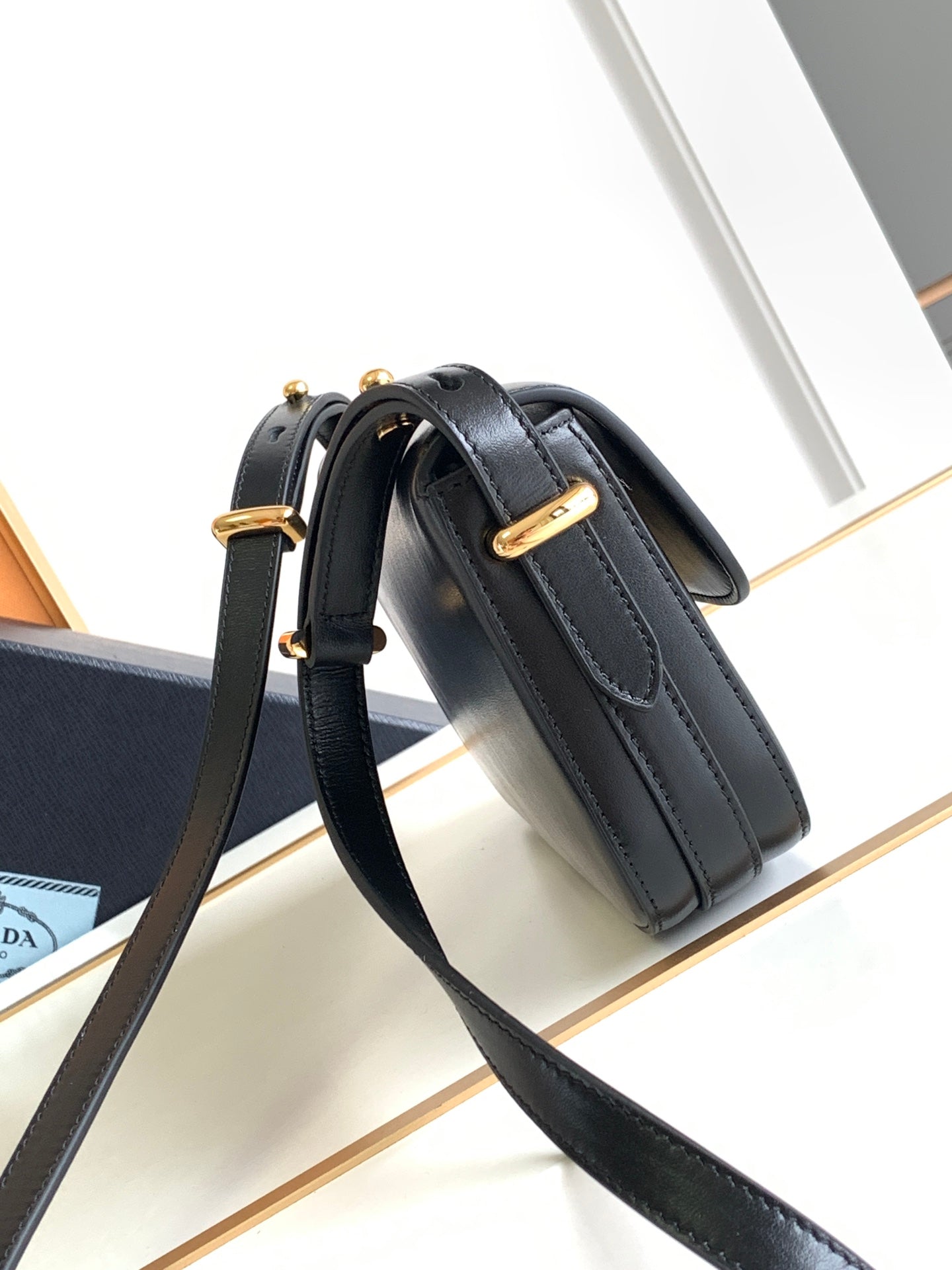 Black P Leather Shoulder Bag