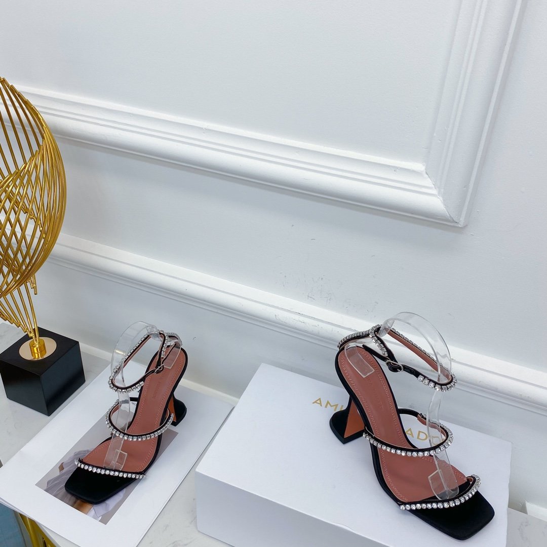 Black AG crystal-embellished satin sandals