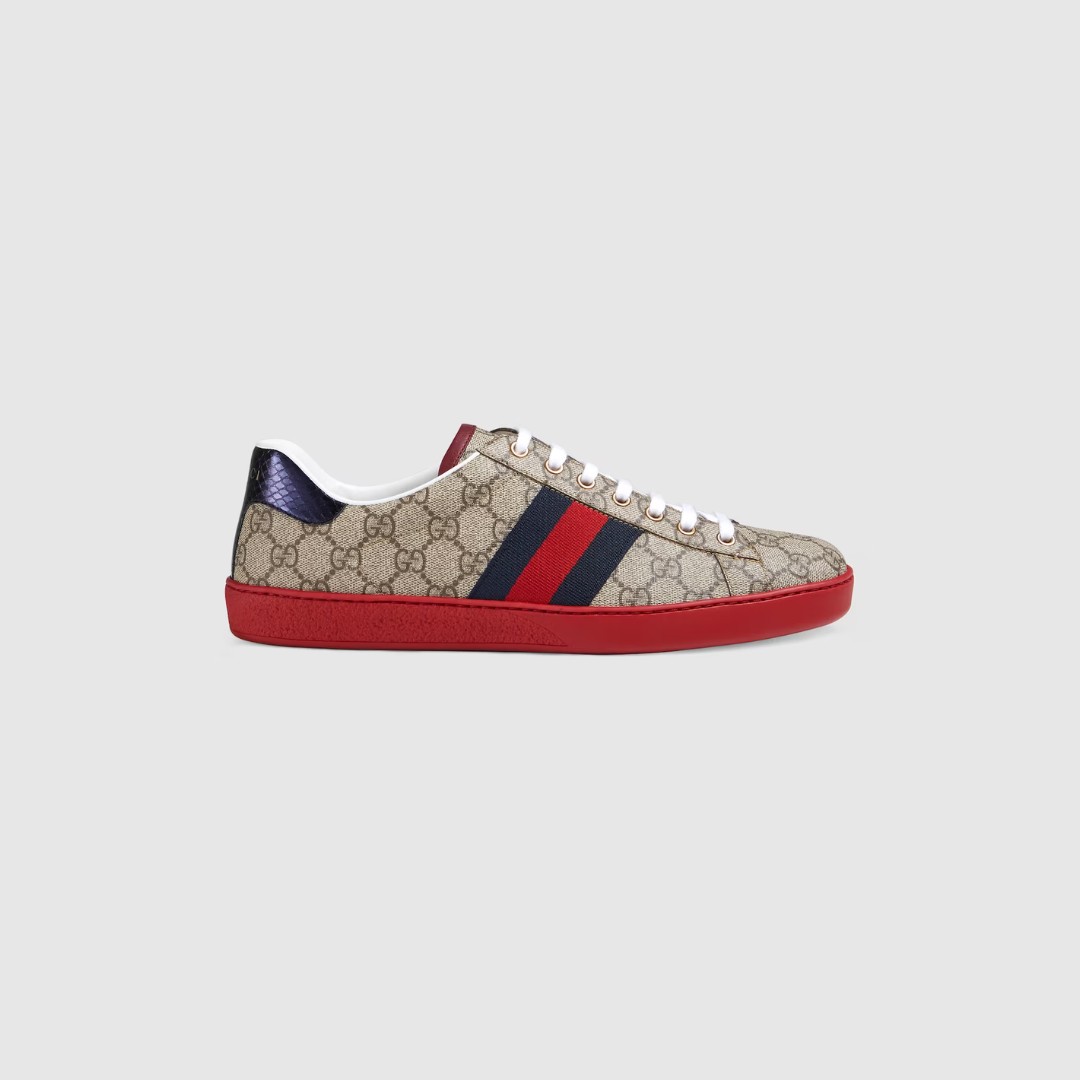 Men's Beige Canvas With Blue Leather Detail Sneakers