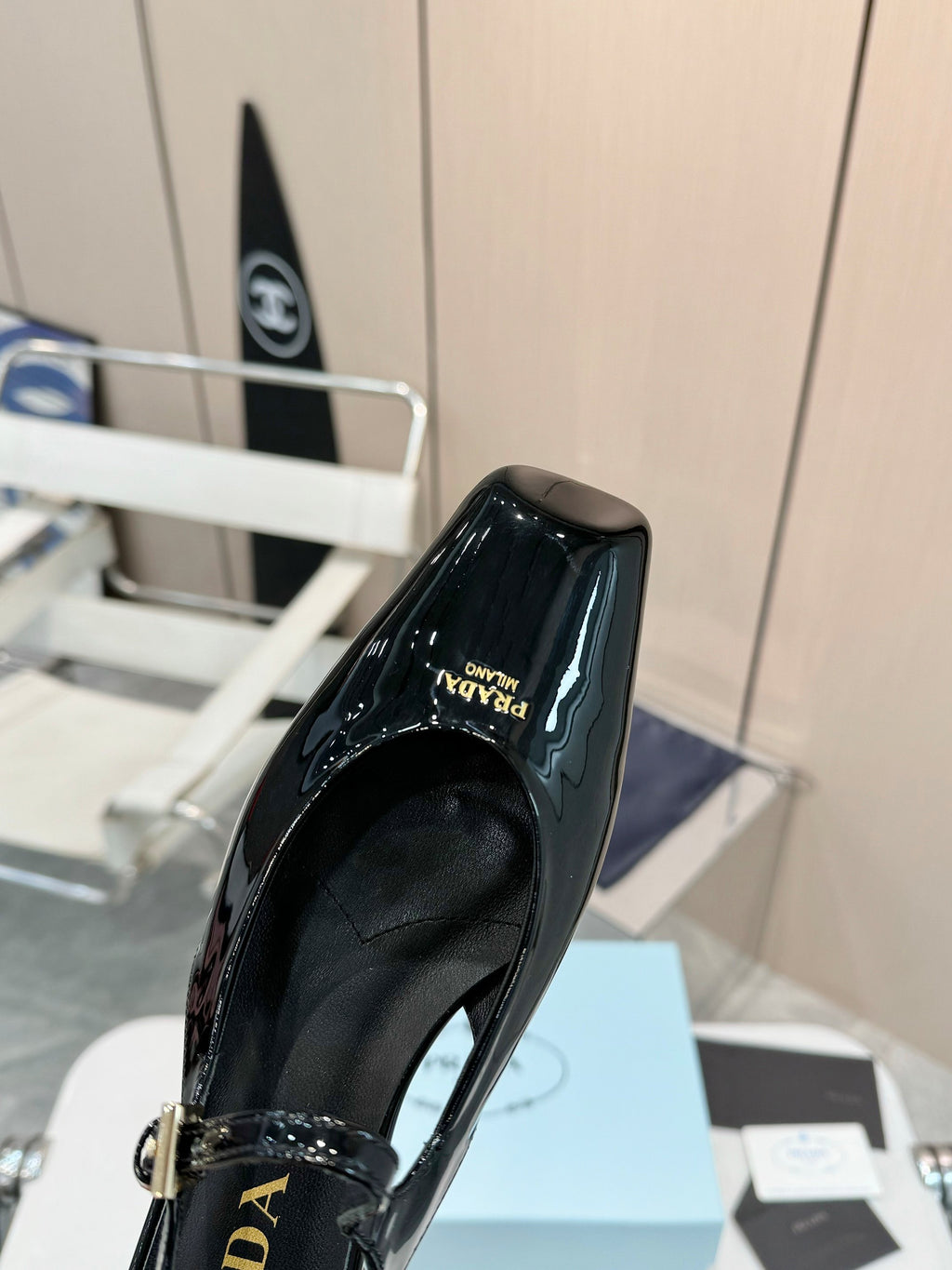 Black Patent Leather Slingback Ballerinas