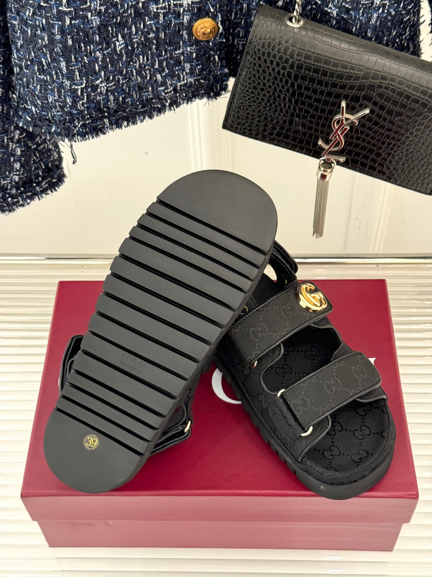 Black Sandal With Double G