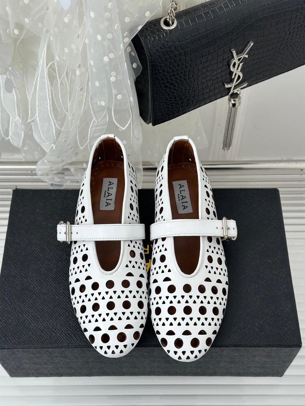 White AV Ballet Flats