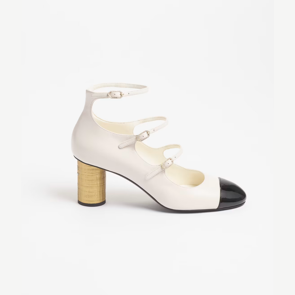 Ivory & Black MJ Pumps