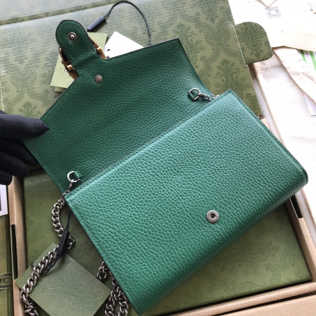 Emerald green DG mini leather chain wallet
