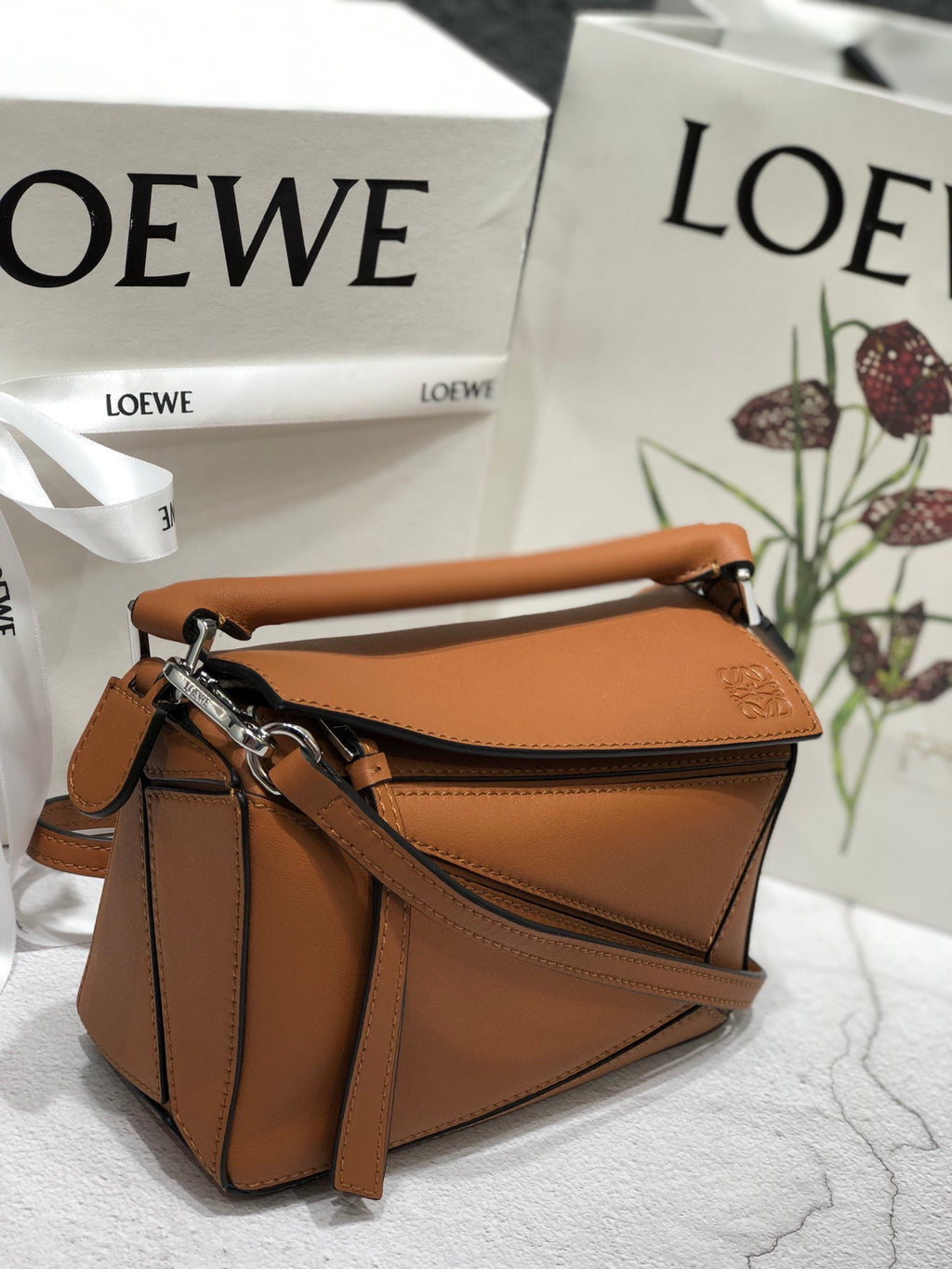 Tan LP Mini Leather Shoulder Bag