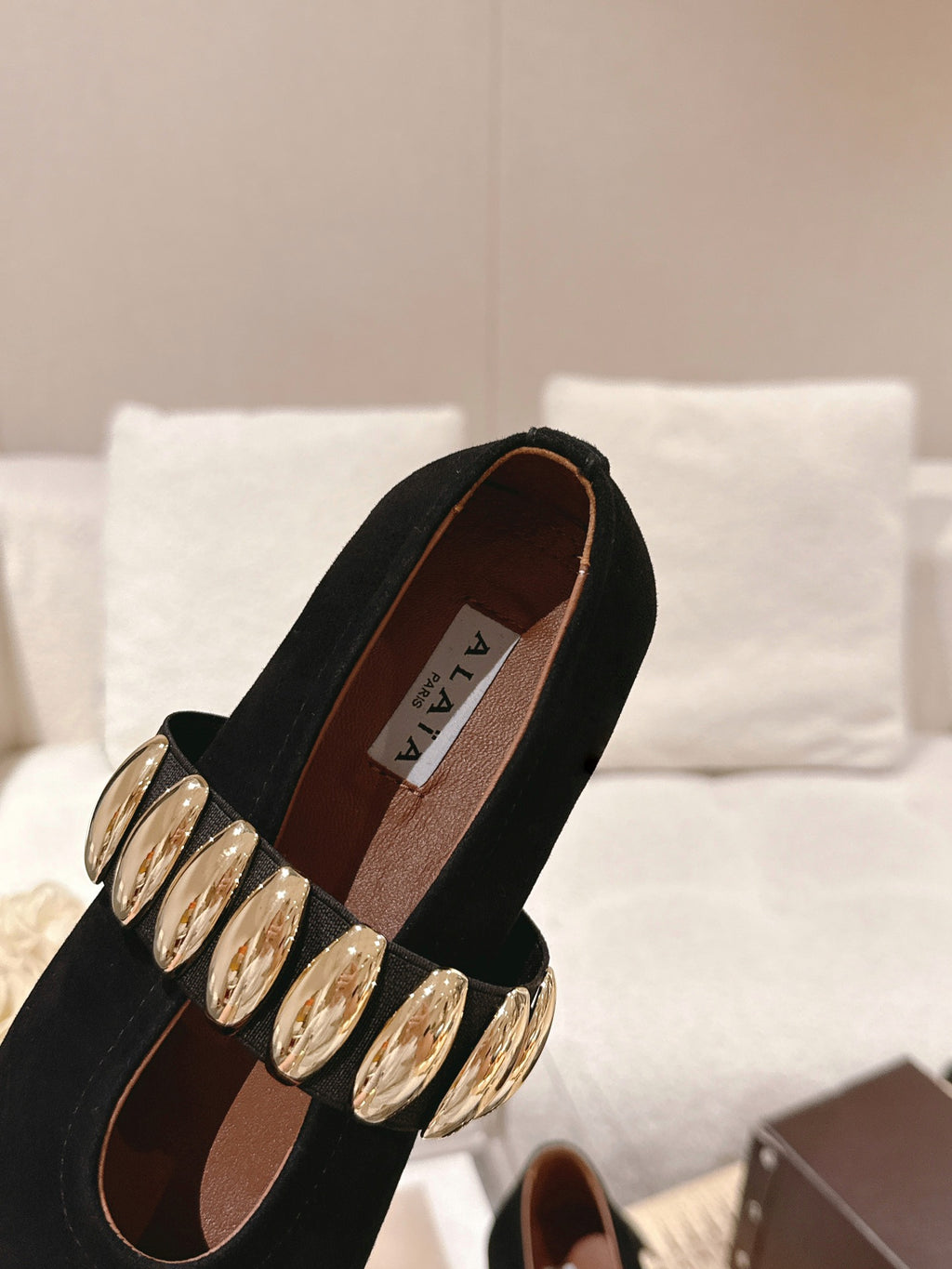 Black Jewel Ballet Flats In Suede