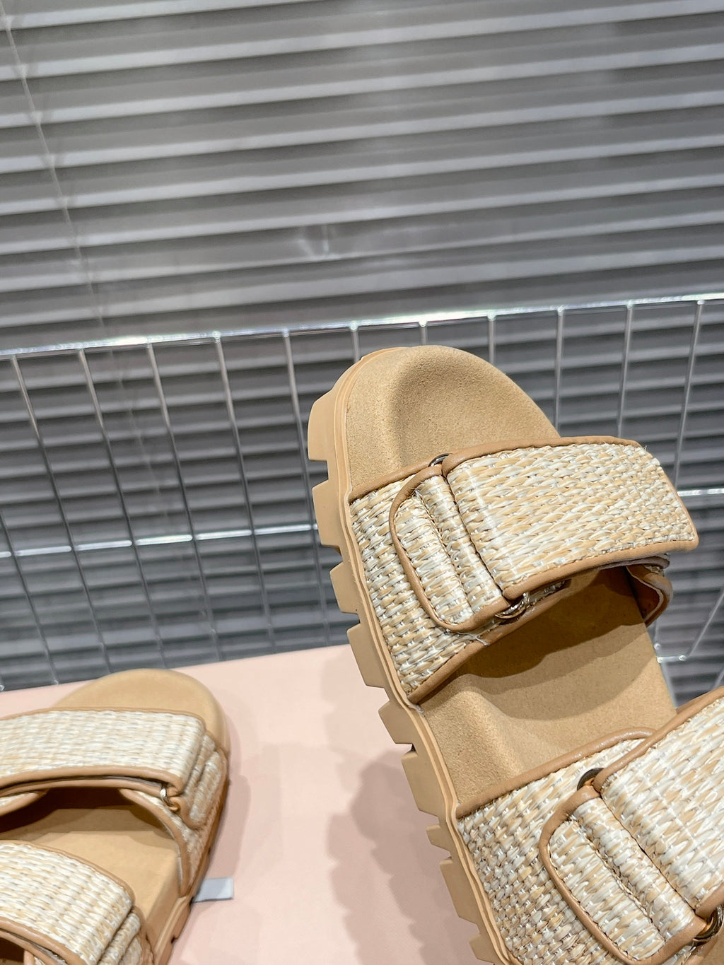 Natural Raffia-Effect Sandals