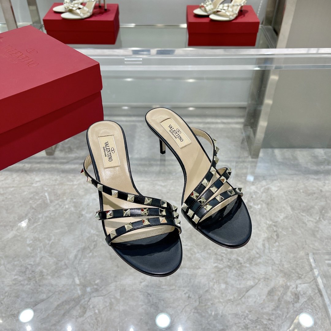 Black VR 80mm mule sandal