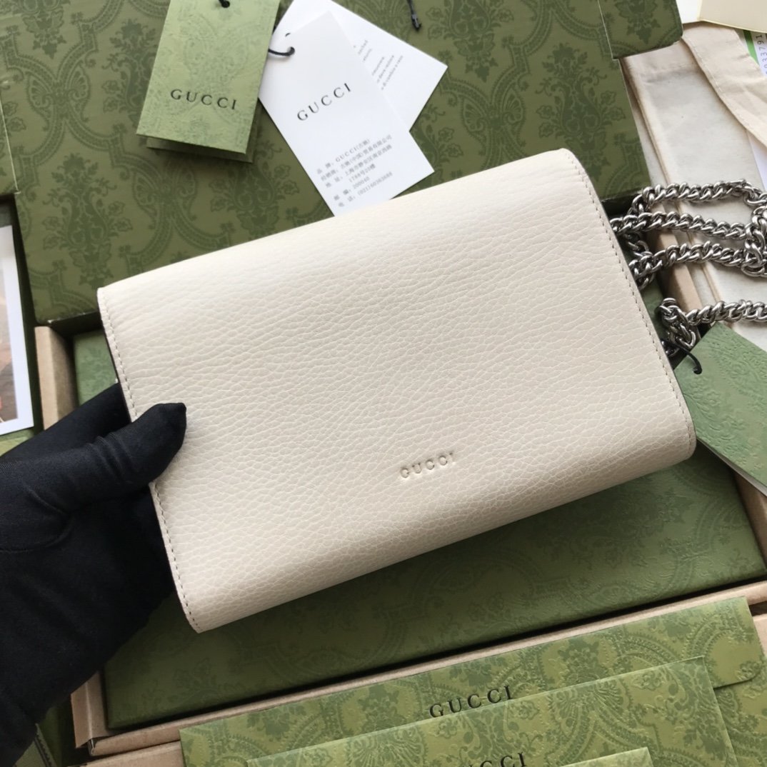 White DG mini leather chain wallet