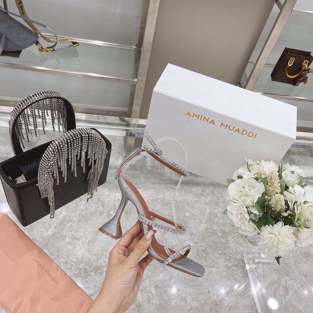 Silver AG embellished glitter sandals