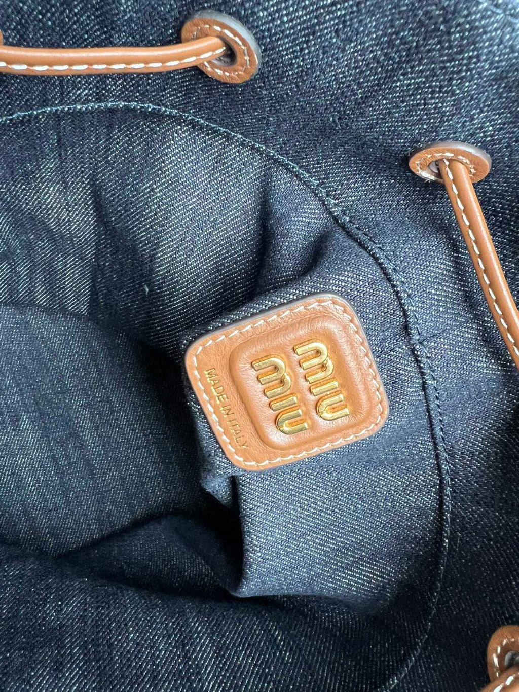 Blue/Brandy Denim & Leather Bucket Bag