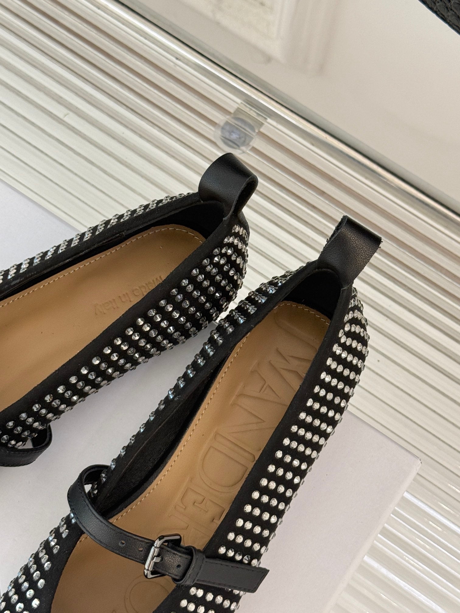 Black Ballerinas With Crystals